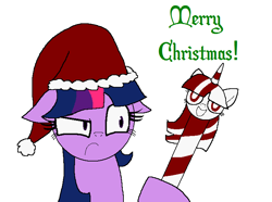 Size: 747x556 | Tagged: safe, artist:megadanzilla, imported from derpibooru, twilight sparkle, alicorn, pony, christmas, female, hat, mare, santa hat, solo, twilight scepter, twilight sparkle (alicorn)