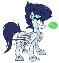 Size: 1024x1085 | Tagged: safe, artist:dizzee-toaster, imported from derpibooru, soarin', backwards cutie mark, dialogue, goggles, male, simple background, solo, transparent background