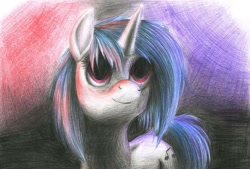 Size: 1024x691 | Tagged: safe, artist:kobra333, imported from derpibooru, dj pon-3, vinyl scratch, female, solo, traditional art