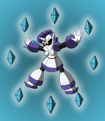 Size: 830x950 | Tagged: safe, artist:sandvvich, imported from derpibooru, rarity, anthro, diamond, female, mega man (series), megaman, robot master, solo