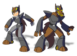 Size: 1024x745 | Tagged: safe, artist:sandvvich, imported from derpibooru, oc, oc only, robot, timber wolf, mega man (series), megaman, robot master, solo