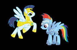 Size: 1024x675 | Tagged: safe, artist:3d4d, imported from derpibooru, rainbow dash, soarin', royal guard