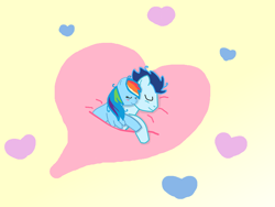 Size: 800x600 | Tagged: safe, artist:celinesparkle, imported from derpibooru, rainbow dash, soarin', female, heart, male, shipping, sleeping, soarindash, straight