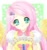 Size: 142x150 | Tagged: artist needed, safe, artist:oceanchan, imported from derpibooru, fluttershy, human, anime, cute, floral head wreath, flower, humanized, looking at you, solo, winged humanization