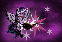 Size: 900x601 | Tagged: safe, artist:sonicpegasus, imported from derpibooru, twilight sparkle, alicorn, pony, book, female, magic, mare, solo, twilight sparkle (alicorn)