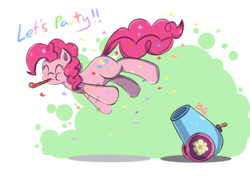 Size: 1024x720 | Tagged: safe, artist:tikrs007, imported from derpibooru, pinkie pie, earth pony, pony, female, party cannon, pony cannonball, solo