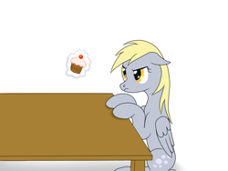 Size: 1024x768 | Tagged: safe, artist:vasillium, imported from derpibooru, derpy hooves, pegasus, pony, cake, female, magic, mare, solo
