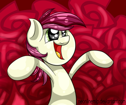 Size: 1200x1000 | Tagged: safe, artist:neoncel, imported from derpibooru, roseluck, pony, cute, female, happy, hooves up, rose, smiling, solo