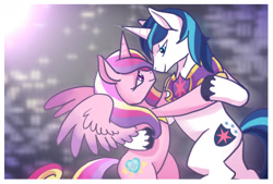 Size: 1748x1181 | Tagged: safe, artist:littledarkdragon, imported from derpibooru, princess cadance, shining armor, dancing, looking at each other