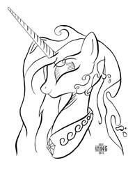 Size: 776x1000 | Tagged: safe, artist:boxedsurprise, imported from derpibooru, princess celestia, female, monochrome, portrait, solo