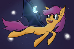 Size: 1061x709 | Tagged: safe, artist:drcheezycat, imported from derpibooru, scootaloo, bat pony, pony, bat ponified, female, race swap, scootabat, solo