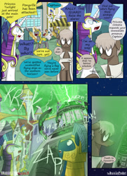 Size: 1950x2700 | Tagged: safe, artist:dracojayproduct, imported from derpibooru, shining armor, oc, oc:eschar, oc:pierson, pony, comic:lunar isolation, comic, royal guard