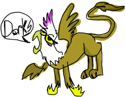 Size: 500x389 | Tagged: safe, artist:mewcifur, imported from derpibooru, gilda, griffon, female, majestic as fuck, solo, stylistic suck, unamused