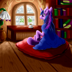 Size: 1500x1500 | Tagged: safe, artist:creudence, imported from derpibooru, twilight sparkle, pony, blanket, female, solo