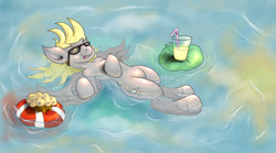 Size: 1080x600 | Tagged: safe, artist:creudence, imported from derpibooru, derpy hooves, pegasus, pony, female, mare, muffin, solo, sunglasses