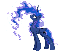 Size: 6823x6000 | Tagged: safe, artist:kp-shadowsquirrel, artist:spier17, imported from derpibooru, princess luna, alicorn, pony, .svg available, absurd resolution, energy mane, ethereal mane, female, mare, simple background, smiling, solo, transparent, transparent background, vector, water, wet, wet mane