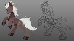 Size: 780x437 | Tagged: safe, artist:affinityshy, imported from derpibooru, oc, oc only, earth pony, pony, newbie artist training grounds, simple background, sketch, solo, standing on two hooves