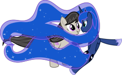 Size: 10417x6400 | Tagged: safe, artist:parclytaxel, imported from derpibooru, octavia melody, princess luna, .svg available, absurd resolution, constriction, floating, heart, lunatavia, shipping, simple background, smiling, transparent background, vector
