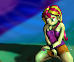 Size: 2400x2019 | Tagged: safe, artist:m_d_quill, imported from derpibooru, sunset shimmer, equestria girls, clothes, female, legs, skirt, solo, sunsad shimmer