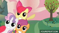 Size: 240x135 | Tagged: safe, imported from derpibooru, screencap, apple bloom, scootaloo, sweetie belle, animated, creepy, cutie mark crusaders, female, seizure warning, youtube