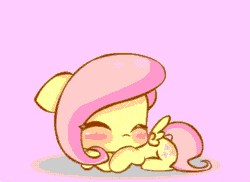 Size: 550x400 | Tagged: safe, artist:coolderp, imported from derpibooru, fluttershy, pegasus, pony, animated, blushing, chibi, cute, daaaaaaaaaaaw, ear flick, ear twitch, eyes closed, female, hnnng, mare, shyabetes, sleeping, solo, weapons-grade cute, z