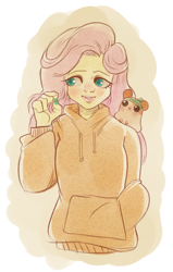 Size: 540x851 | Tagged: safe, artist:fornicata, artist:weatherly, imported from derpibooru, fluttershy, hamster, equestria girls, clothes, hoodie, pony coloring