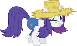 Size: 1650x988 | Tagged: safe, artist:jeatz-axl, imported from derpibooru, rarity, simple ways, alternate hairstyle, clothes, female, hat, rarihick, scratching, simple background, solo, svg, tail, tail hole, transparent background, vector