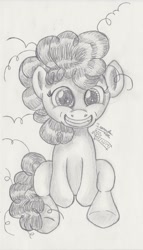 Size: 1024x1787 | Tagged: safe, artist:inurantchan, imported from derpibooru, pinkie pie, female, filly, monochrome, solo, traditional art, younger