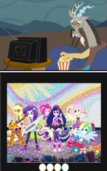 Size: 421x669 | Tagged: safe, imported from derpibooru, discord, equestria girls, rainbow rocks, exploitable meme, meme, obligatory pony, ponied up, tv meme