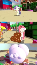 Size: 1024x1796 | Tagged: safe, imported from derpibooru, pinkie pie, rarity, 3d, big belly, blimp, bloated, gmod, inflation, rariblimp