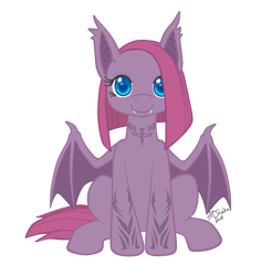 Size: 804x853 | Tagged: artist needed, safe, imported from derpibooru, pinkie pie, bat pony, pony, cute, cuteamena, female, pinkamena diane pie, race swap, solo, tattoo