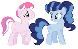 Size: 2176x1388 | Tagged: safe, artist:unoriginai, imported from derpibooru, earth pony, pony, unicorn, duo, female, magical lesbian spawn, male, mare, offspring, parent:pinkie pie, parent:twilight sparkle, parents:twinkie, siblings, stallion