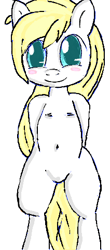 Size: 212x481 | Tagged: safe, artist:randy, imported from derpibooru, oc, oc only, oc:aryanne, earth pony, semi-anthro, aryan pony, belly button, bipedal, blonde, nazi, nipples, nudity, solo, white