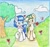 Size: 1359x1270 | Tagged: safe, artist:iluvvanellope, imported from derpibooru, oc, oc only, oc:loofah, oc:rainy days, earth pony, pegasus, pony, female, heart, hearts and hooves day, male, present, rose, shipping, straight, traditional art, valentine's day