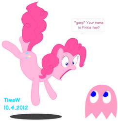 Size: 2412x2479 | Tagged: safe, artist:timow, imported from derpibooru, pinkie pie, crossover, funny, g4, gasp, pac-man