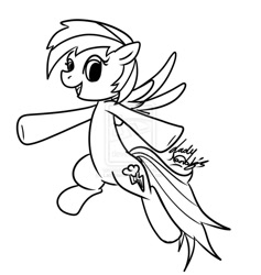 Size: 870x918 | Tagged: dead source, safe, artist:ladynanaki, imported from derpibooru, rainbow dash, black and white, deviantart watermark, female, grayscale, monochrome, obtrusive watermark, solo, watermark