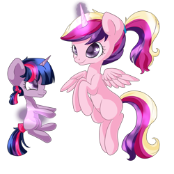 Size: 2000x2000 | Tagged: safe, artist:rue-willings, imported from derpibooru, princess cadance, twilight sparkle, filly, younger