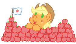 Size: 568x334 | Tagged: safe, artist:tanmansmantan, imported from derpibooru, applejack, earth pony, pony, apple fort, cute, female, fort, simple background, solo, white background