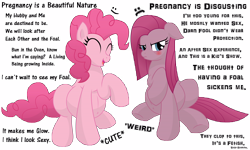 Size: 18000x10800 | Tagged: dead source, safe, artist:xniclord789x, imported from derpibooru, pinkie pie, absurd resolution, blushing, duality, floppy ears, fourth wall, frown, happy, meta, mood swing, pinkamena diane pie, preggy pie, pregnant, sad, simple background, smiling, transparent background