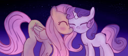 Size: 1024x450 | Tagged: safe, artist:t-149, imported from derpibooru, fluttershy, sweetie belle, female, flutterbelle, lesbian, shipping