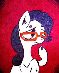 Size: 834x1022 | Tagged: safe, artist:emberwisp, imported from derpibooru, rarity, female, glasses, sad, solo