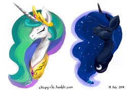 Size: 600x424 | Tagged: safe, artist:chirpy-chi, imported from derpibooru, princess celestia, princess luna, happy