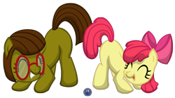 Size: 3286x1848 | Tagged: safe, artist:template93, imported from derpibooru, apple bloom, oc, oc:plain jane, commission, filly, glasses