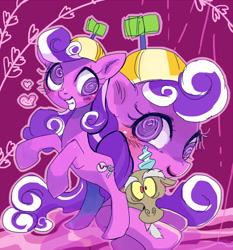 Size: 532x570 | Tagged: safe, artist:pasikon, imported from derpibooru, discord, screwball, draconequus, earth pony, pony, female, filly, hat, pixiv, propeller hat