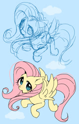 Size: 471x740 | Tagged: safe, artist:pasikon, imported from derpibooru, fluttershy, female, pixiv, sketch, solo