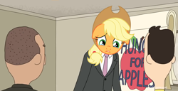 Size: 1366x697 | Tagged: safe, imported from derpibooru, applejack, apple, crying, floppy ears, m. night shaym-aliens!, rick and morty, sad