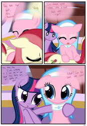 Size: 1741x2500 | Tagged: safe, artist:pyruvate, imported from derpibooru, aloe, roseluck, twilight sparkle, comic:the usual, :3, comic, spa