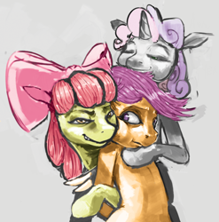 Size: 638x645 | Tagged: source needed, safe, artist:kvernikovskiy, imported from derpibooru, apple bloom, scootaloo, sweetie belle, creepy, cutie mark crusaders