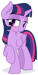 Size: 3000x5850 | Tagged: safe, artist:zutheskunk, deleted from derpibooru, imported from derpibooru, twilight sparkle, alicorn, pony, .svg available, bedroom eyes, blushing, female, mare, raised hoof, simple background, smiling, solo, transparent background, twilight sparkle (alicorn), vector