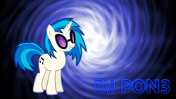 Size: 1920x1080 | Tagged: safe, artist:misterlolrus, artist:ntsevenfour, imported from derpibooru, dj pon-3, vinyl scratch, pony, unicorn, cutie mark, female, glasses, hooves, horn, mare, smiling, solo, spiral, sunglasses, teeth, text, vector, wallpaper